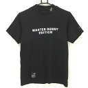 【美品】マスターバニー 半袖ハイネックシャツ 黒 織生地 フロントロゴ メンズ 4(M) ゴルフウェア MASTER BUNNY EDITION(4)
