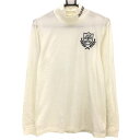【新品】ジャックバニー 長袖ハイネックシャツ 白×ネイビー ロゴプリント 日本製 メンズ 5(L) ゴルフウェア Jack Bunny(4)