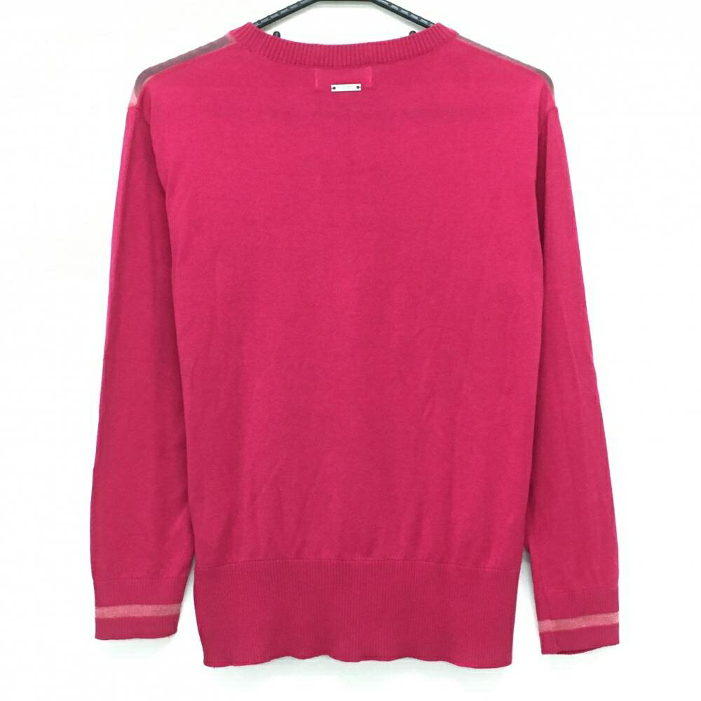 【超美品】マスターバニー セーター ピンク系 型押しロゴ 一部シアー ニット レディース 0(S) ゴルフウェア MASTER BUNNY EDITION