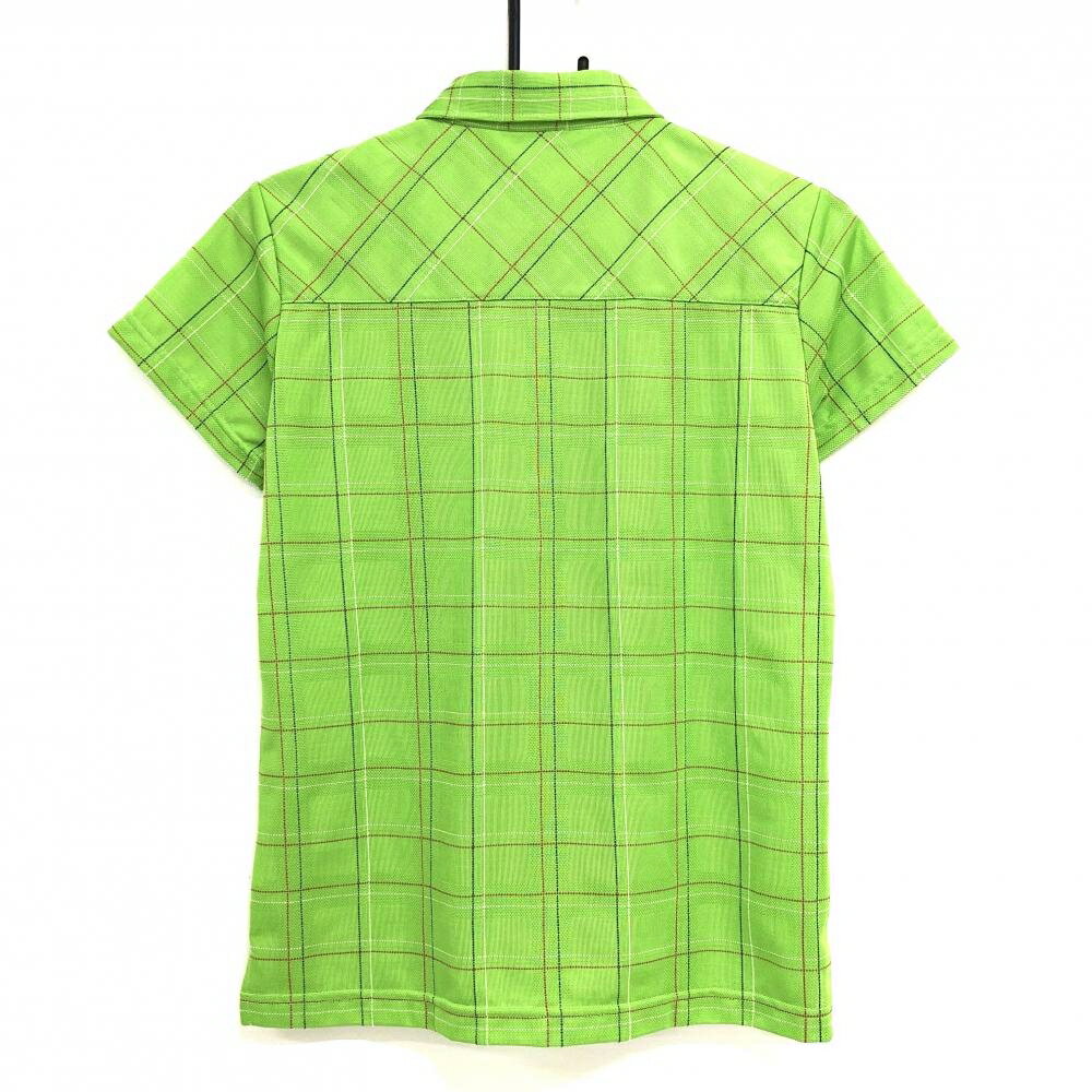 【超美品】フィドラ 半袖シャツ ライトグリーン×レッド チェック ボタンダウン メンズ L/G ゴルフウェア FIDRA