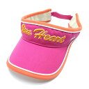 【美品】ビバハート サンバイザー ピンク×オレンジ 立体ロゴ 綿100% レディース 40 ゴルフウェア VIVA HEART