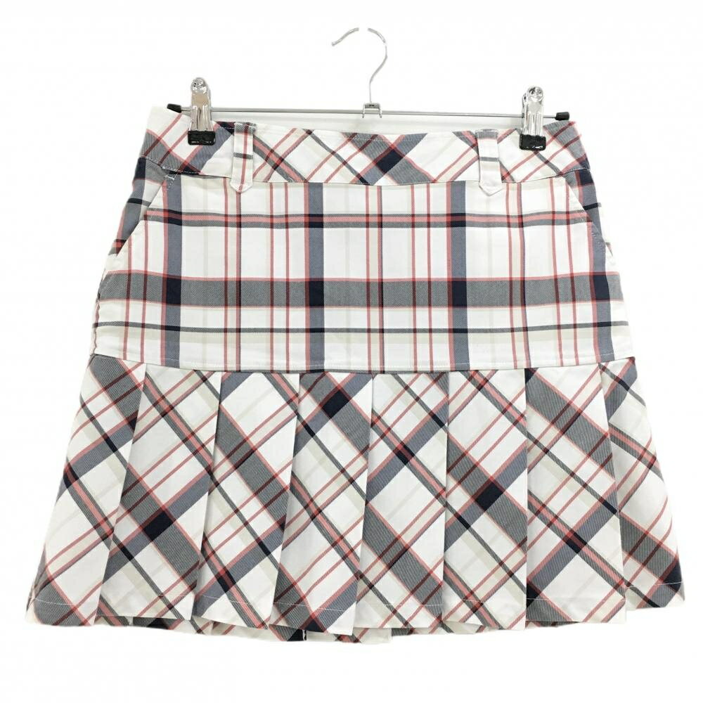 【美品】キャロウェイ スカート 白×ネイビー チェック 裾プリーツ レディース M ゴルフウェア Callaway