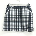 【超美品】アシュワース スカート 白×ネイビー チェック柄 バックロゴ レディース L ゴルフウェア ASHWORTH(4)
