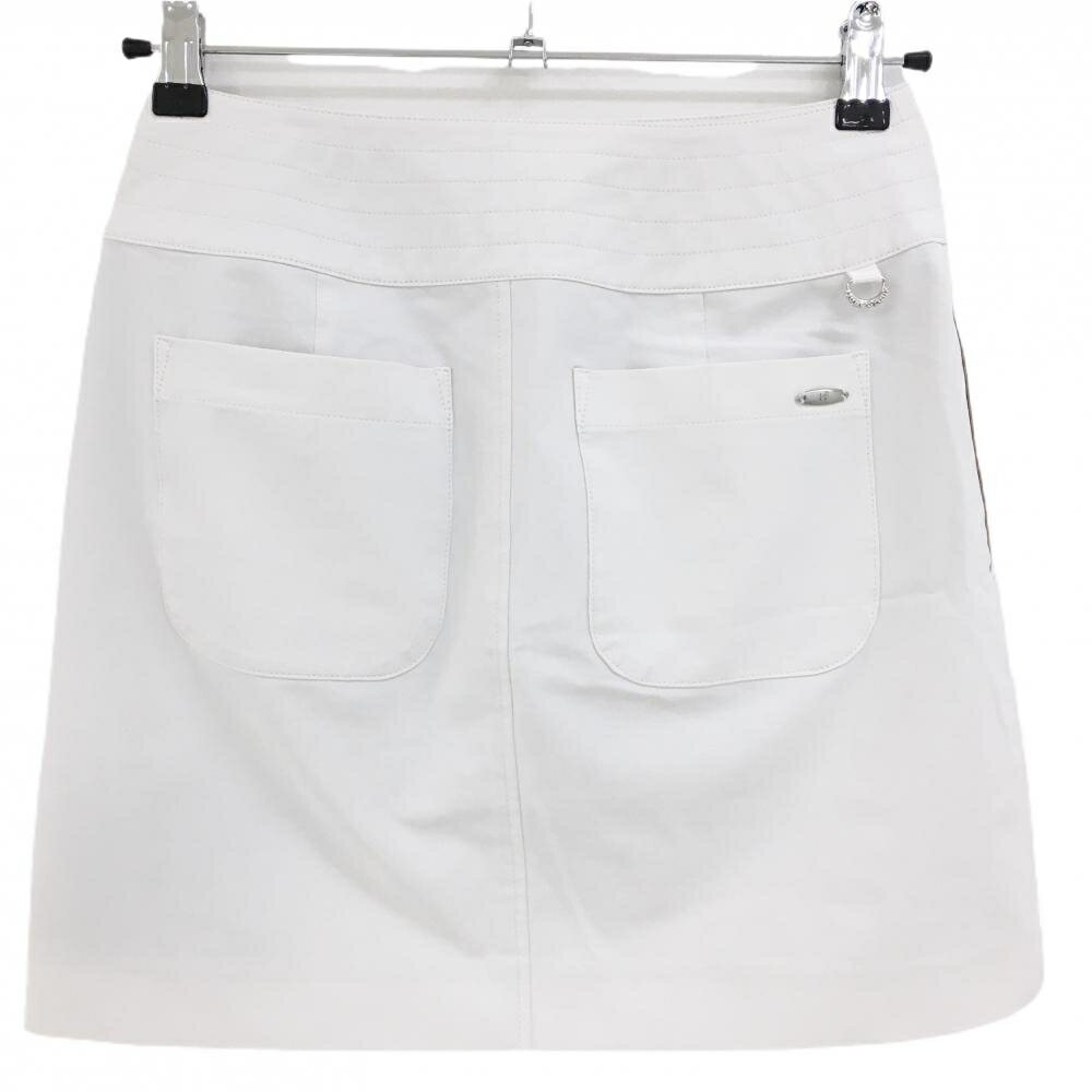 ヒールクリーク スカート 白×黒 バイカラー サイドロゴ レディース 38(S) ゴルフウェア Heal Creek