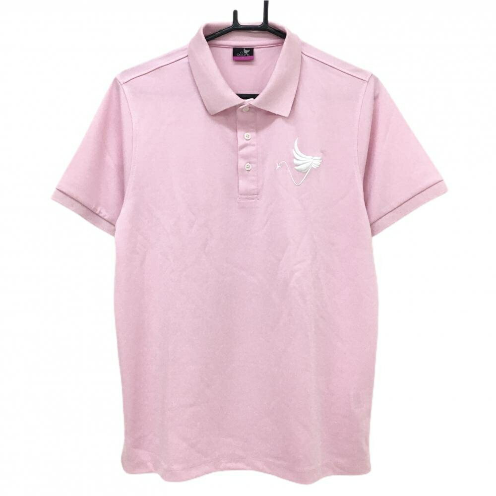クランク 半袖ポロシャツ ピンク ロゴ白 メンズ L ゴルフウェア CLUNK