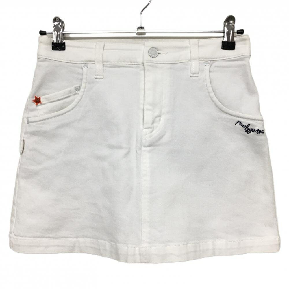 【美品】パーリーゲイツ スカート 白 ロゴ刺しゅう レディース 0(S) ゴルフウェア PEARLY GATES