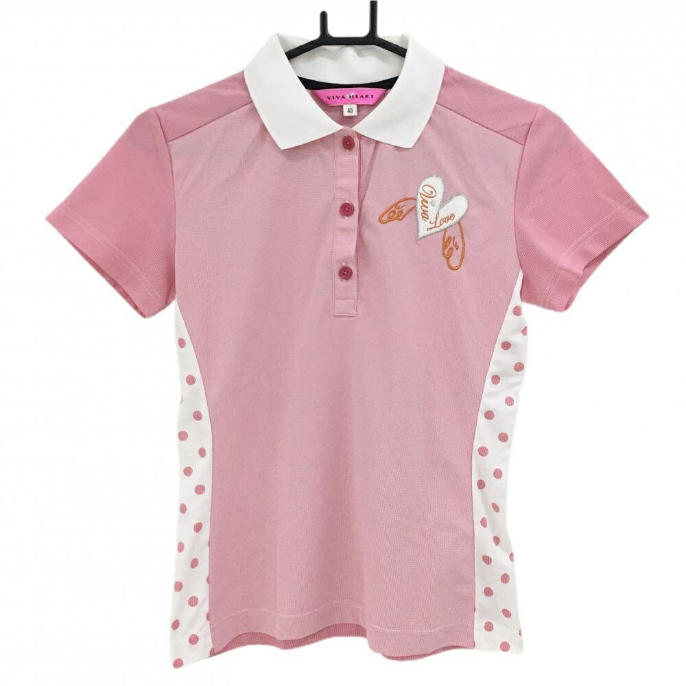 商品説明 ブランド VIVA HEART アイテム 半袖ポロシャツ 表記サイズ 40 ※海外サイズの場合もございます。必ず実寸サイズをご確認ください。 実寸サイズ 　身幅：約44cm　袖丈：約15cm　肩幅：約37.5cm　着丈：約56cm ※実寸サイズの採寸方法については、こちらをご覧ください。 ★実寸サイズは平台に平置きして外寸を測定しており、商品によっては若干の誤差が生じます。数cmの誤差は予めご了承くださいませ。 特徴・仕様 付属品 商品ランク A+ コメント 商品ランク（ゴルフウェア） N 新品（タグ付き) S 新品未使用品（タグなし） A+ 使用感や汚れ等がない、または目立たない綺麗な中古品 A 使用感や汚れ等が少ない美品や良品 B+ 使用感や中小の汚れ等がある一般的な中古品 B 使用感や大中の汚れ等がある一般的な中古品 C 使用感や大中の汚れ、小さな穴等がある中古品 商品ランク（ゴルフシューズ） N 新品（タグ付き) S 新品未使用品（タグなし） A+ しわや汚れ等がない、または少ない綺麗な中古品 A しわや小さな汚れはあるが、使用感が少ない美品や良品 B+ しわや中小の汚れ、使用感がある一般的な中古品 B しわや大中の汚れ、使用感がある一般的な中古品 C しわや大中の汚れ、使用感がある中古品 D しわや大きな汚れ、使用感がある中古品 &nbsp;★A+～CランクはUSED品となりますので、神経質な方はご入札をお控えください。 &nbsp;★Nランクは新品商品ですが、一部保管時による汚れ等があります。商品説明や写真で必ずご確認ください。　