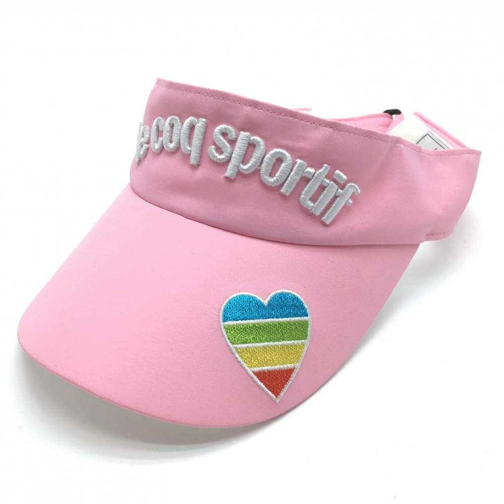 ルコック サンバイザー ピンク×白 ハート刺しゅう レディース FREE ゴルフウェア le coq sportif