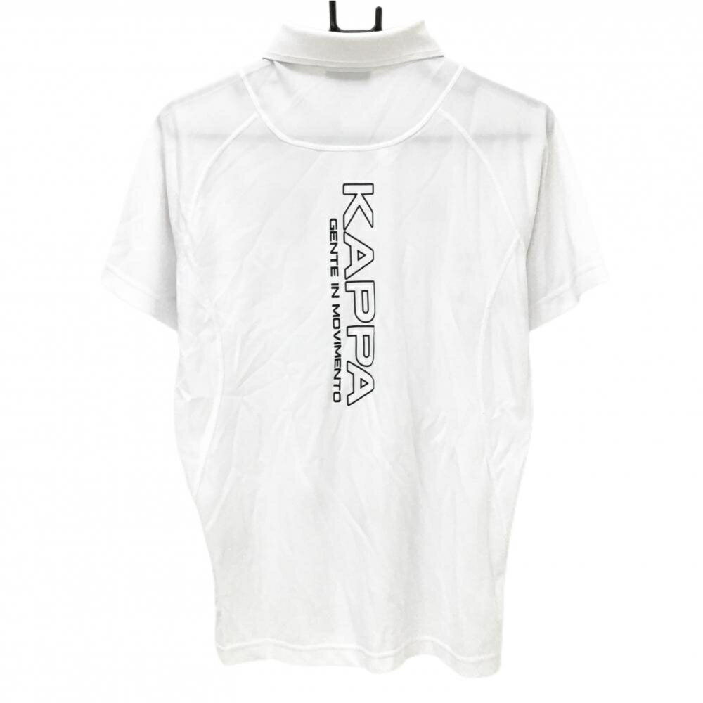 【美品】カッパ 半袖ポロシャツ 白×黒 ロゴプリント メンズ M ゴルフウェア Kappa