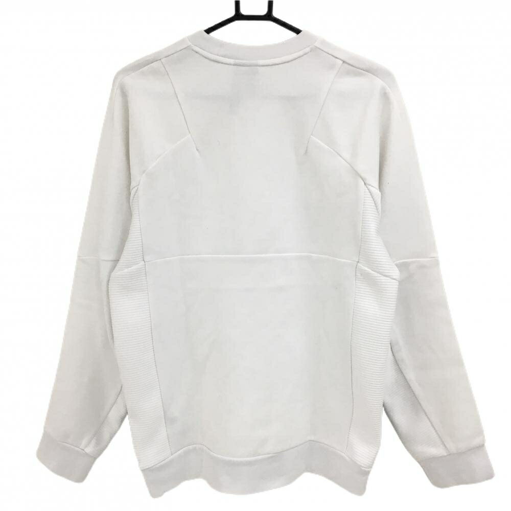 アディダス トレーナー 白×ライトブルー ロゴプリント ジップポケット メンズ M ゴルフウェア adidas