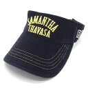 【美品】サマンサタバサUNDER25 サンバイザー ダークネイビー×イエロー コーデュロイ レディース F ゴルフウェア Samantha Thavasa