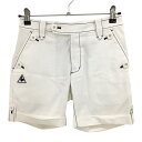 【超美品】ルコックゴルフ ショートパンツ 白×ネイビー ステッチ バックワッペン レディース 7 ゴルフウェア le coq sportif