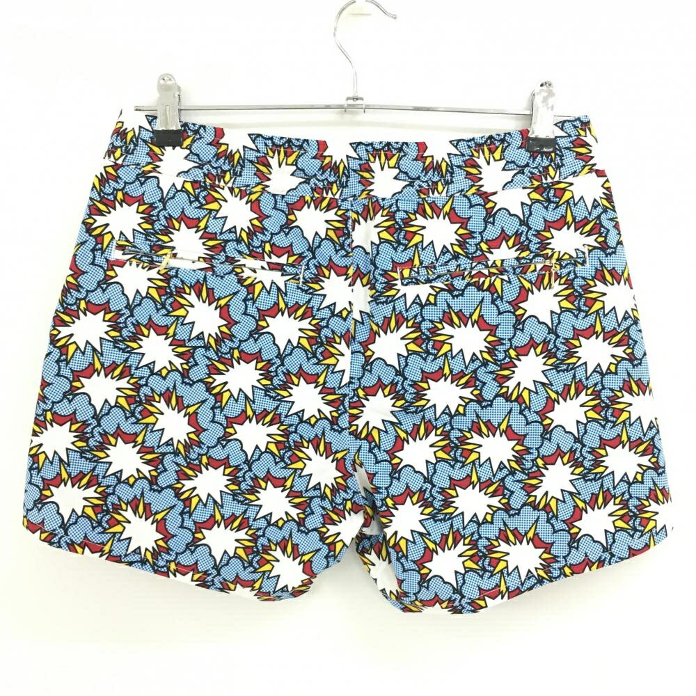 【超美品】カッパ ショートパンツ ブルー×白 総柄 ワッペン薄汚れ レディース M ゴルフウェア Kappa