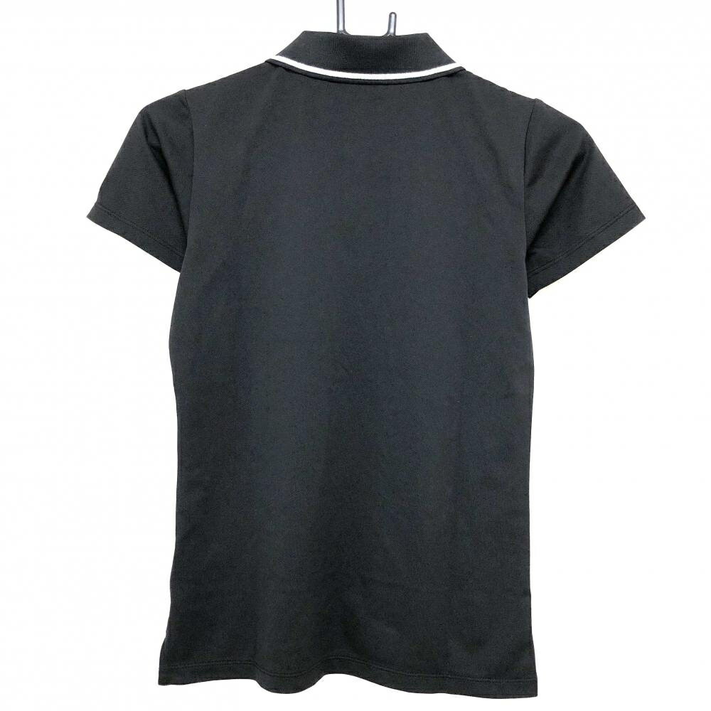 【美品】カッパ 半袖ポロシャツ 黒×白 ロゴワッペン 襟ライン ワッペン毛羽立ち少 レディース S ゴルフウェア Kappa