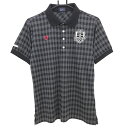【美品】パーリーゲイツ 半袖ポロシャツ 黒×グレー チェック メンズ 4(M) ゴルフウェア PEARLY GATES(4)
