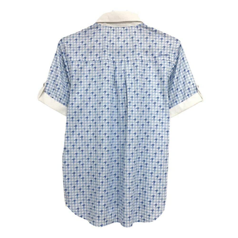 スリクソン 半袖ポロシャツ ライトブルー×白 千鳥格子 メンズ M ゴルフウェア SRIXON