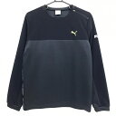 【美品】プーマ トレーナー 黒×グレー 異素材切替 肩ジップ メンズ M ゴルフウェア PUMA