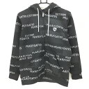 【超美品】パーリーゲイツ ジップパーカー 黒×白 ロゴ総柄 ダンボールニット レディース 1(M) ゴルフウェア 2023年モデル PEARLY GATES