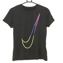 【超美品】ナイキ Tシャツ 黒×ピンク×イエロー ビッグロゴ DRIFIT レディース LGG ゴルフウェア NIKE