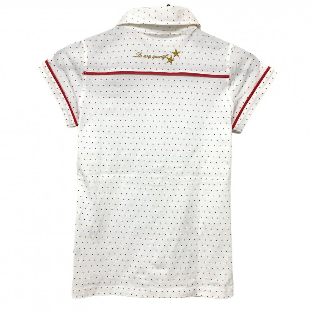 【美品】ルコック 半袖ポロシャツ 白×レッド 星総柄 レディース M ゴルフウェア le...