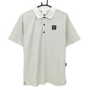 【美品】マークアンドロナ 半袖ポロシャツ ライトグレー 襟メッシュ スクエアワッペン メンズ 48(L) ゴルフウェア 2023年モデル MARK&LONA(4)