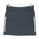 【超美品】アディダス スカート 黒×グレー サイド3ライン 後ろウエストゴム レディース J/S ゴルフウェア adidas(4)