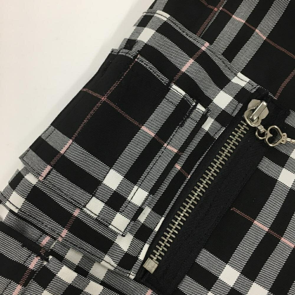 キスオンザグリーン ショートパンツ 黒×白 チェック ストレッチ ロゴ刺しゅう レデ...