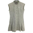 【美品】アドミラル ノースリーブポロワンピース グレー系 織生地地模様 襟2ライン レディース L ゴルフウェア Admiral