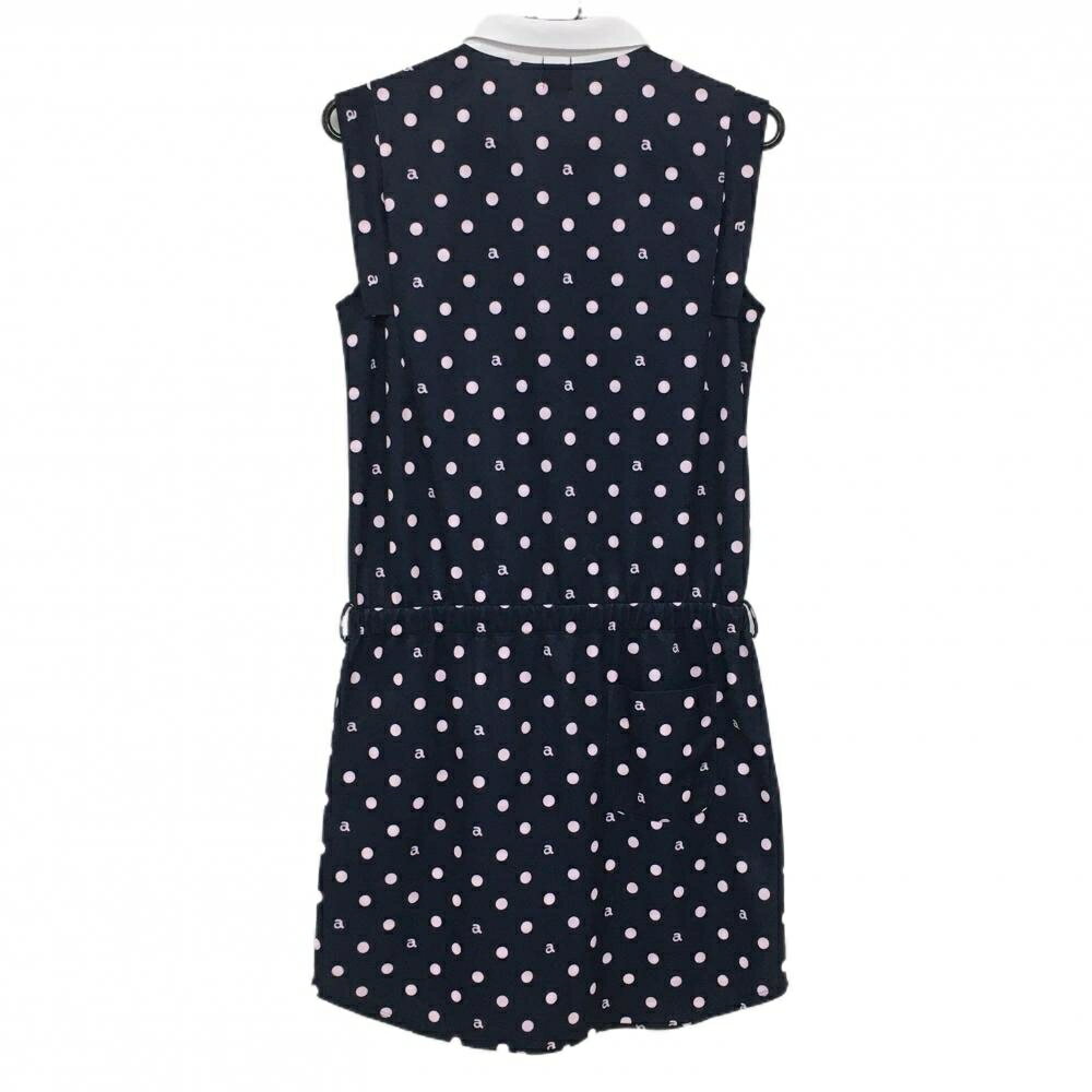 アルチビオ ノースリーブワンピース ネイビー×ライトピンク ドット ロゴ総柄 レディース 40(L) ゴルフウェア archivio