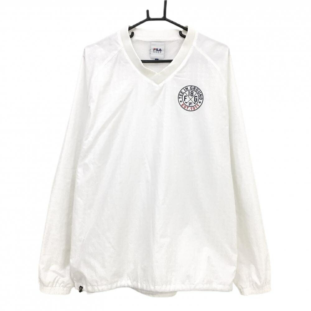 【美品】フィラゴルフ スニード 白 千鳥格子地模様 裏地メッシュ ブルゾン メンズ LL ゴルフウェア FILA GOLF