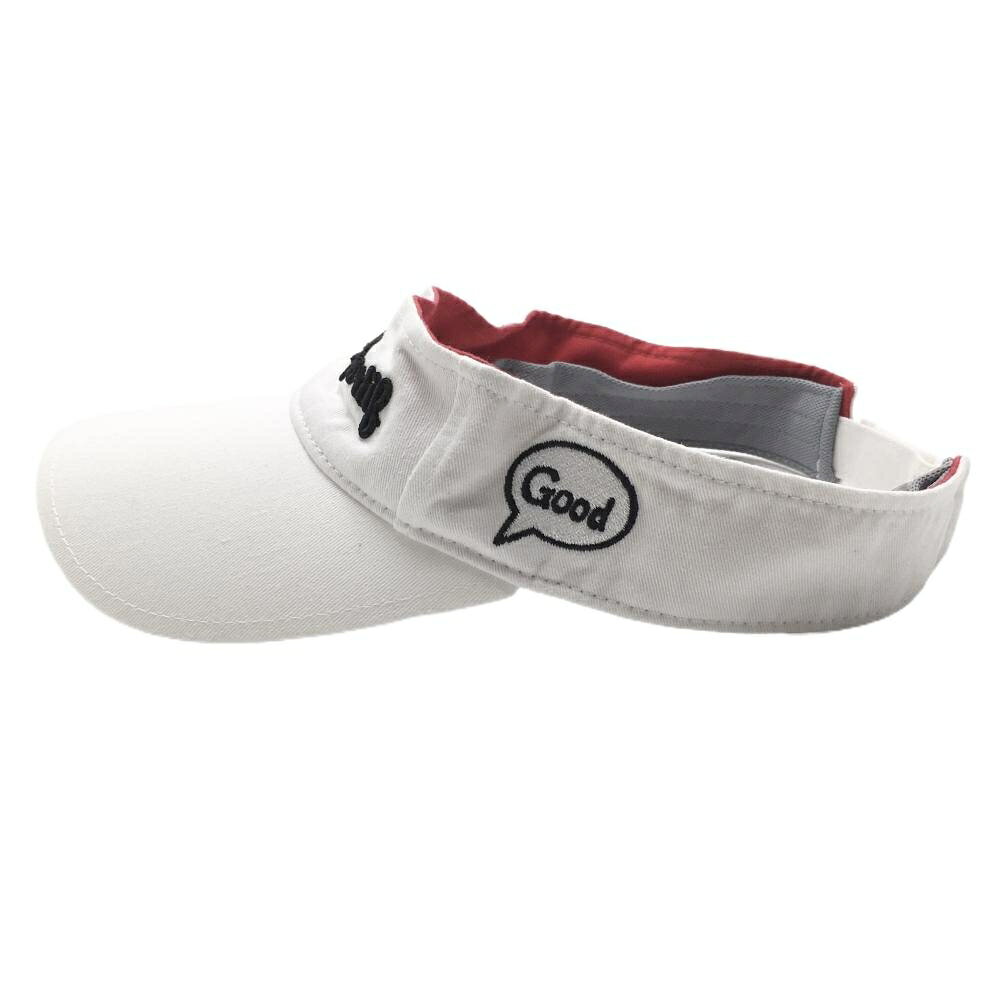 【美品】ルコック サンバイザー 白×黒 内側レッド ロゴ刺しゅう F(55cm-57cm) ゴルフウェア le coq sportif