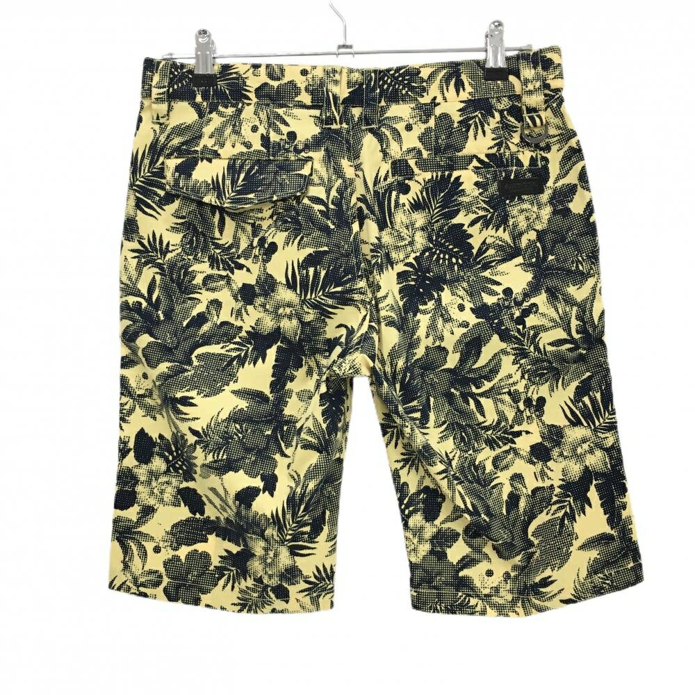 【超美品】カッパ ハーフパンツ イエロー×ネイビー 花柄 ストレッチ メンズ 76 ゴルフウェア Kappa