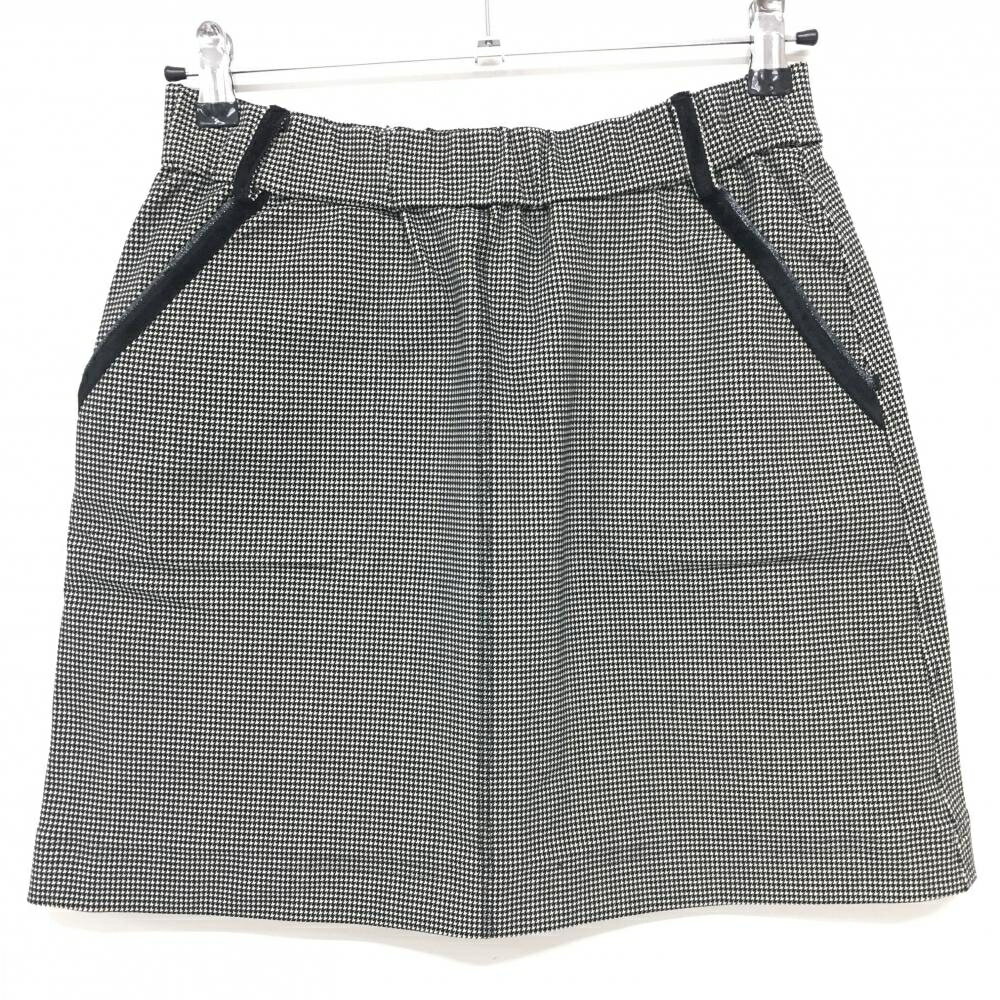 【超美品】ヒールクリーク スカート 黒×白 千鳥格子 ストレッチ ウエストゴム レディース 40 ゴルフウェア Heal Creek
