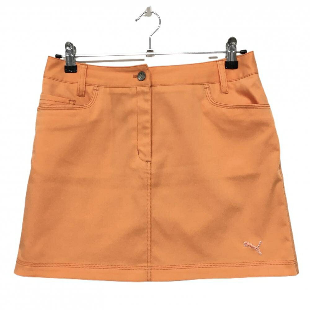 プーマスカートオレンジ裾ロゴ刺しゅ...