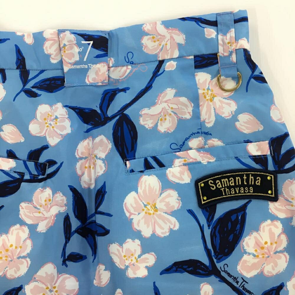 【美品】サマンサタバサNo.7 スカート ライトブルー×ピンク 花柄 レディース 36(S) ゴルフウェア Samantha Thavasa