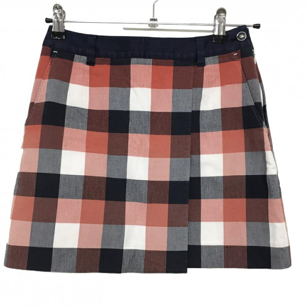 23区スポーツ スカート ネイビー×レッド チェック 裏地付 レディース 58 ゴルフウェア 23区