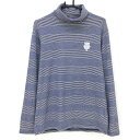★特価★【美品】ビームスゴルフ 長袖ハイネックシャツ 白×ブルー ボーダー調 微起毛 メンズ L ゴルフウェア BEAMS GOLF(4)