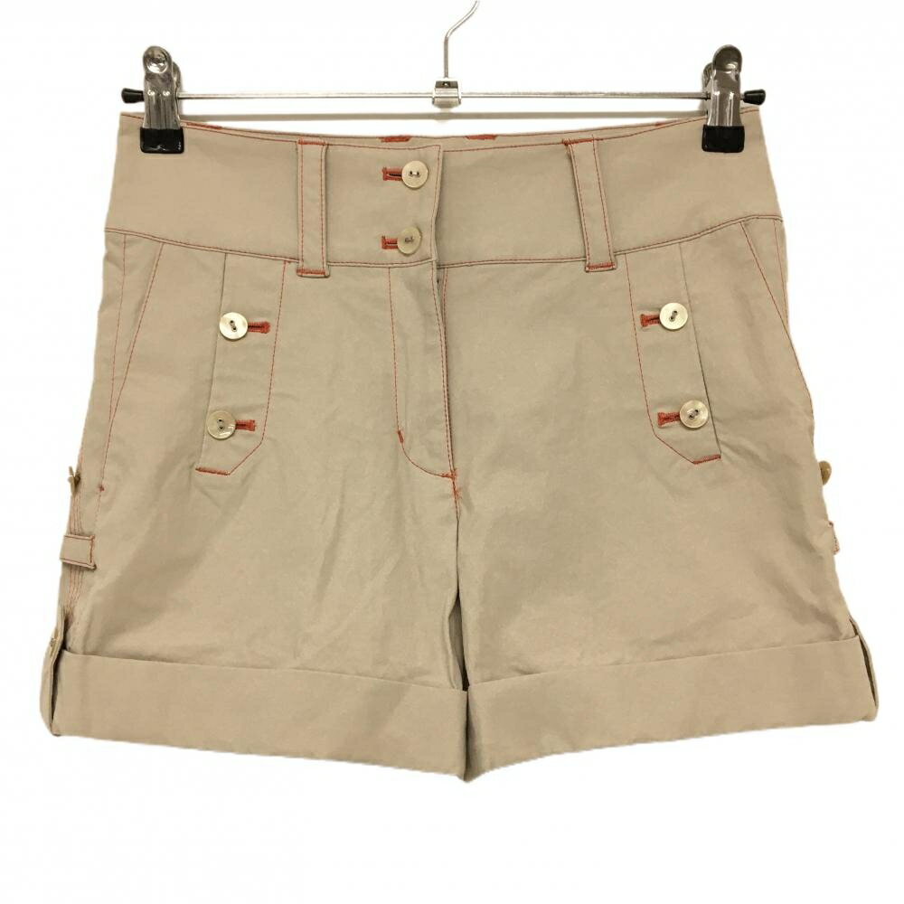 【超美品】ビバハート ショートパンツ ベージュ×オレンジ ステッチ ストレッチ レディース 38(S) ゴル..