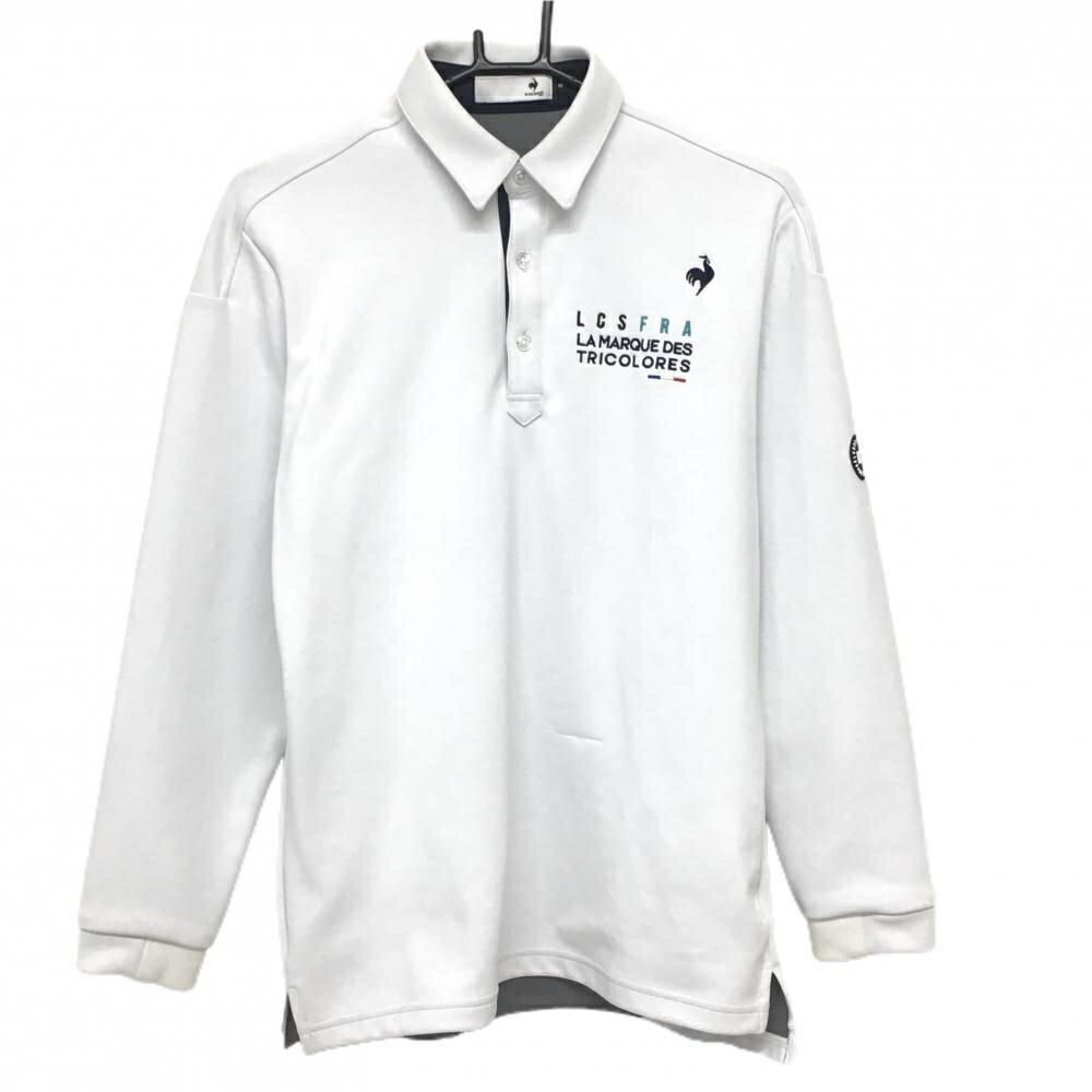 ルコックゴルフ長袖ポロシャツ白ロゴ...