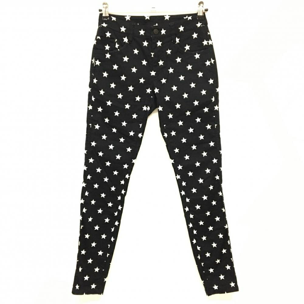 【美品】ジャックバニー パンツ 黒×白 星柄 スター レディース 0(S) ゴルフウェア Jack Bunny
