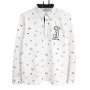 アディダス 長袖ポロシャツ 白×ネイビー 総柄 ボタンダウン メンズ M/M ゴルフウェア adidas(4)