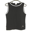 【超美品】ヒールクリーク アウターベスト 黒×白 ドッグ刺しゅう レディース 40(M) ゴルフウェア Heal Creek