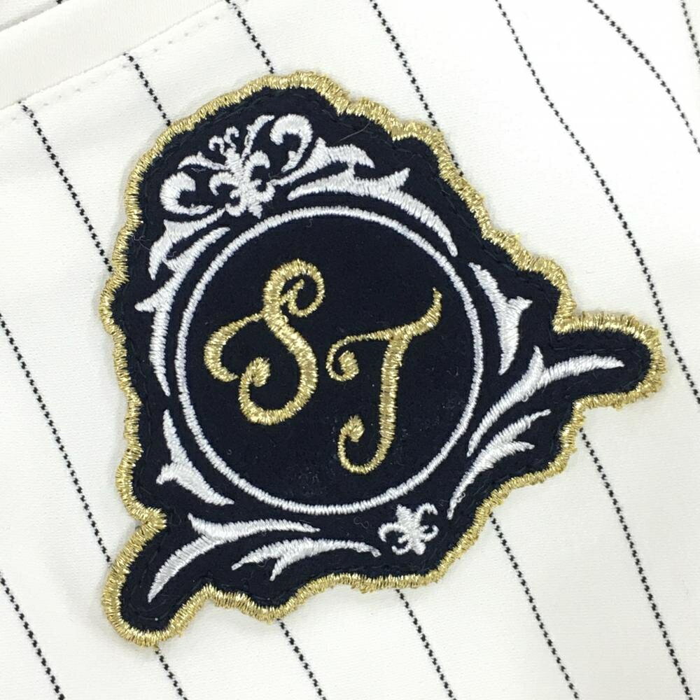 【美品】サマンサタバサNo.7 スカート 白×黒 ストライプ ストレッチ レディース 38(M) ゴルフウェア Samantha Thavasa