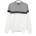 【美品】23区ゴルフ セーター グレー×白 胸元ライン英字 ニット メンズ L ゴルフウェア 23区