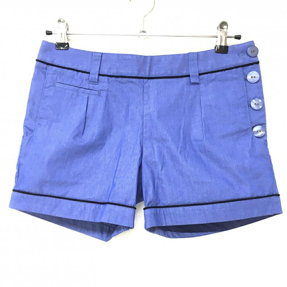 【超美品】アディダス ショートパンツ ブルー 細ストライプ レディース M/M ゴルフウェア adidas