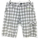 【超美品】オークリー ハーフパンツ グレー×ライトグリーン チェック ロゴ刺しゅう ティー装着可 メンズ 36 ゴルフウェア Oakley(4)