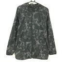 【美品】アディダス ジップパーカー ダークグレー×グレー 総柄 裏地メッシュ 袖ロゴプリント メンズ XO(XXL) ゴルフウェア adidas