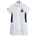ルコック 半袖ワンピース ライトグレー×白 ストライプ サッカー生地 ハーフジップ レディース L ゴルフウェア le coq sportif