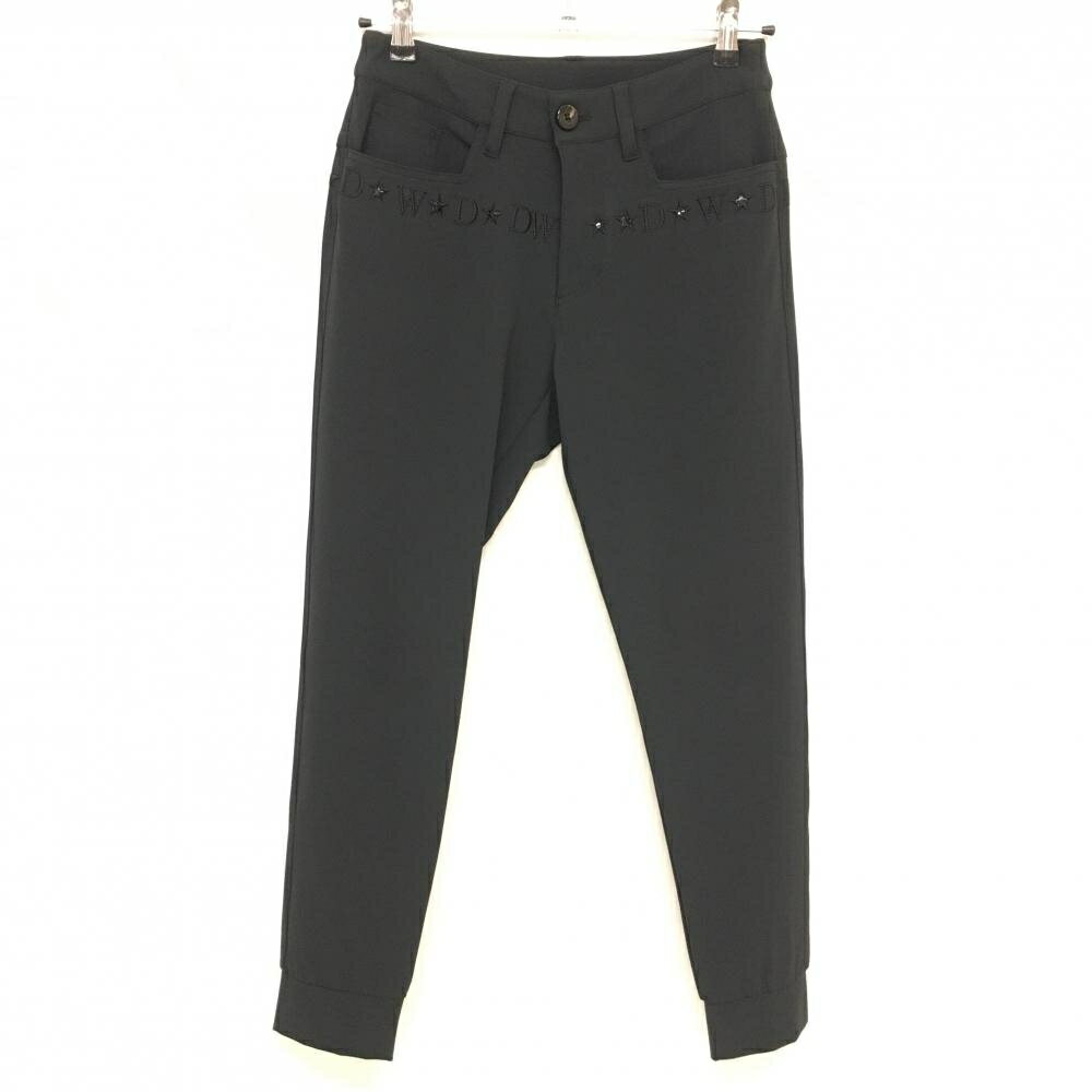 【美品】ダンスウィズドラゴン ジョガーパンツ 黒 星 裾ファスナー レディース 2(M) ゴルフウェア Dance With Dragon