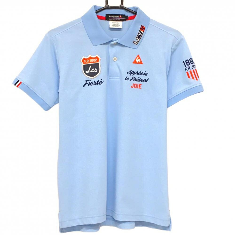 乐天商城 - ルコックゴルフ 半袖ポロシャツ ライトブルー レッド 襟汚れ メンズ S ゴルフウェア le coq sportif